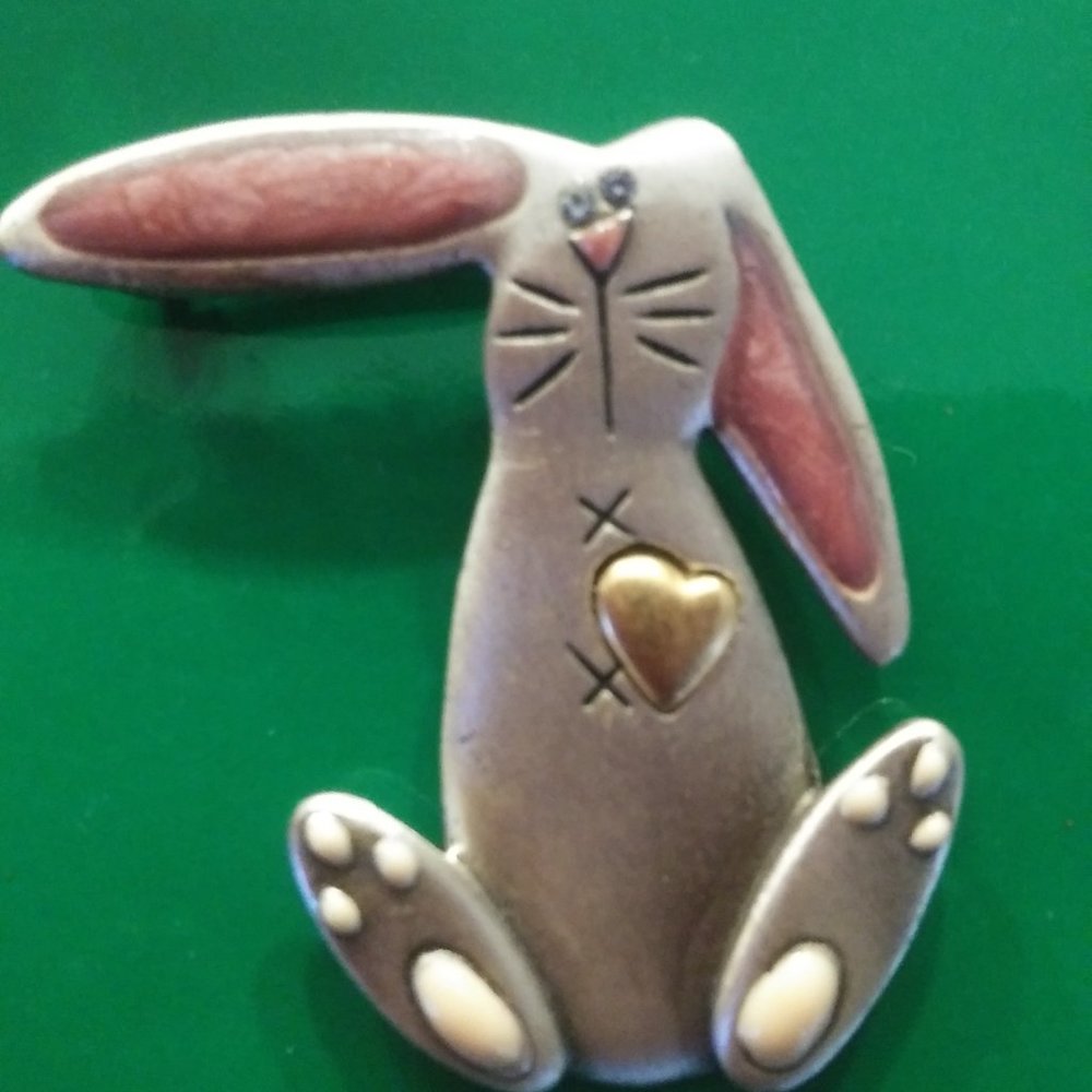 Easter Bunny Brooch Pin Vintage EUC - Picture 2 of 8
